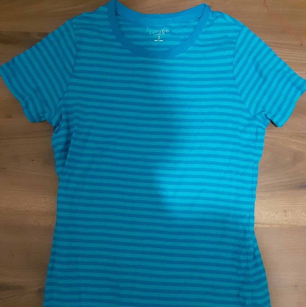 Lands end blue striped tee